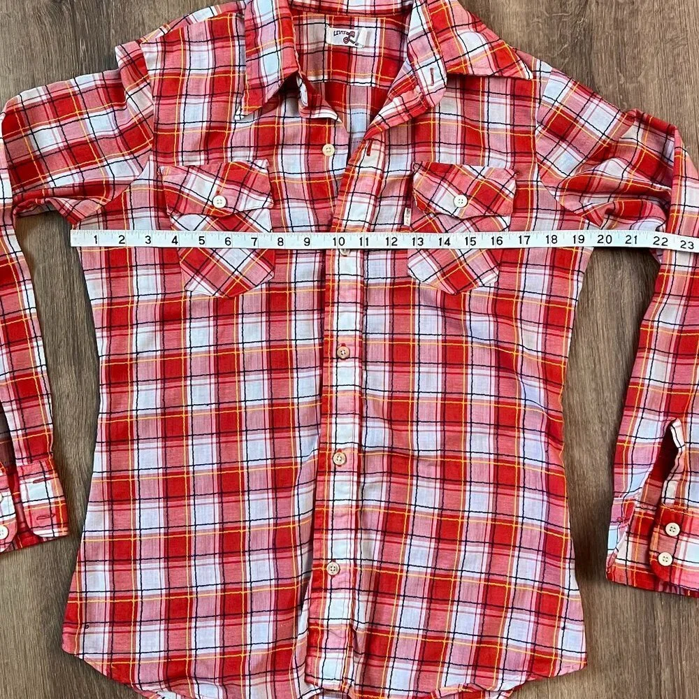 Levi's Vintage 70s Red Plaid Button Down Shirt